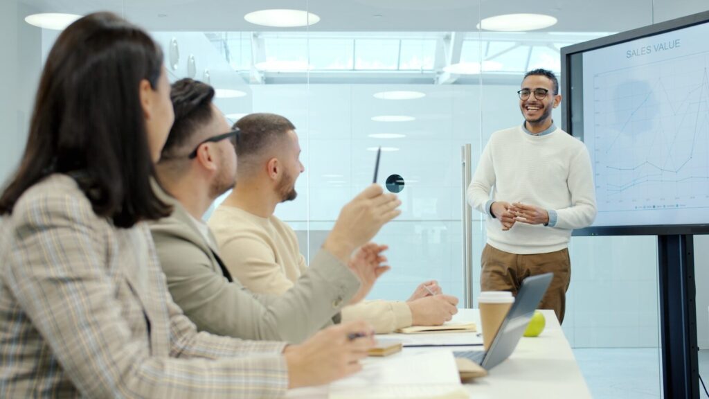 man doing sales presentation